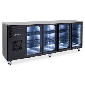 WILLIAMS 1050mmH 4 Glass Dr Back Bar Fridge - Black